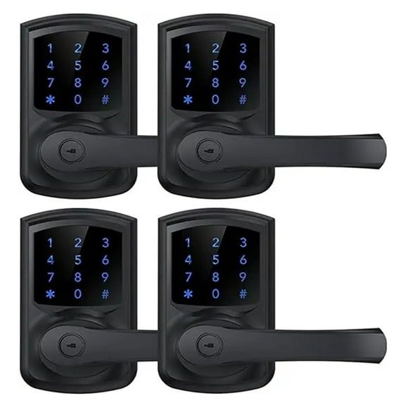 Front Door Keyless Entry Lock With Touchscreen Keypad, Anti-Peep Feature, Auto-Lock, Matte Black Finish, 4-Pack ,Multi Purpose