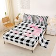 thumbnail image 2 of Manfei Monogrammed A Design Bed Sheets,Geometric Grid Print Full Size Sheets,4-Piece,1 Flat Sheet,1 Fitted Sheet and 2 Pillowcases, 2 of 6