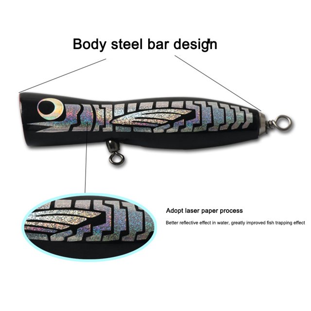 Señuelos de pesca cebo luminoso flotante de madera de 135mm para artes de pesca negro JShteea Para Estrenar
