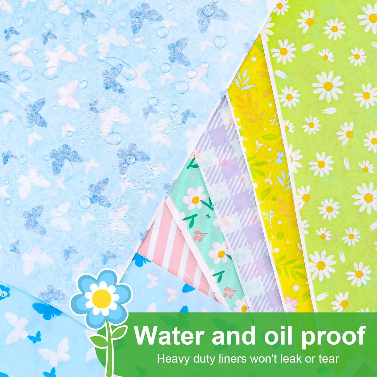 240Pcs Spring Wax Paper Dry Waxed Deli Paper Sheets 12x12 inch Sandwich Wrap Paper Floral Parchment Sheets Food Basket Liner Food Paper Sheets for Home Kitchen Picnic Spring Easter Tea Party Supplies