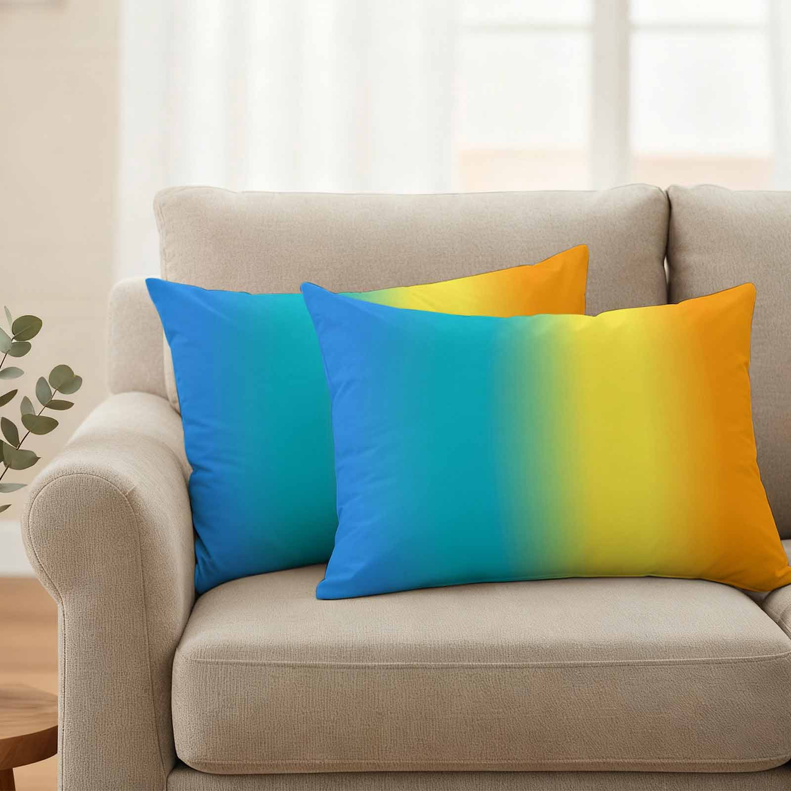 Rainbow Ombre Outdoor Waterproof Throw Pillow Covers 20x12 Set of 2, Orange Blue Gradient Colorful Modern Art Decorative Pillowcases Cushion Pillowcase for Couch Sofa Patio Outside Pillow Protector