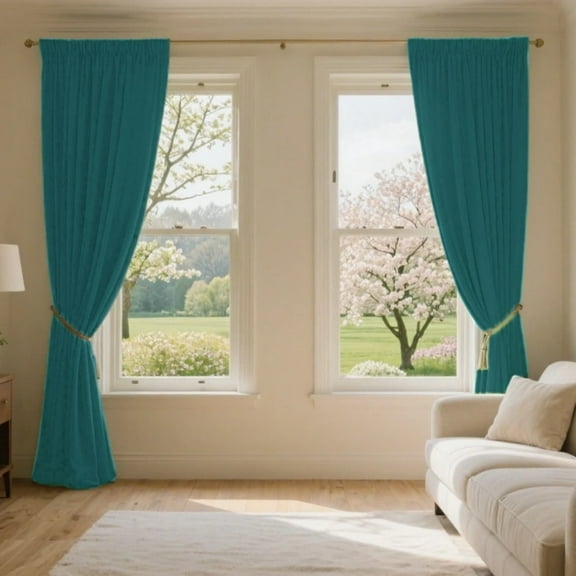 SMILETIME Velvet Curtains with Rod Pocket, Thermal Insulated Super Soft Privacy Noise Reducing Light-Filtering Velvet Curtains for Living Room Bedroom, 2 Panels