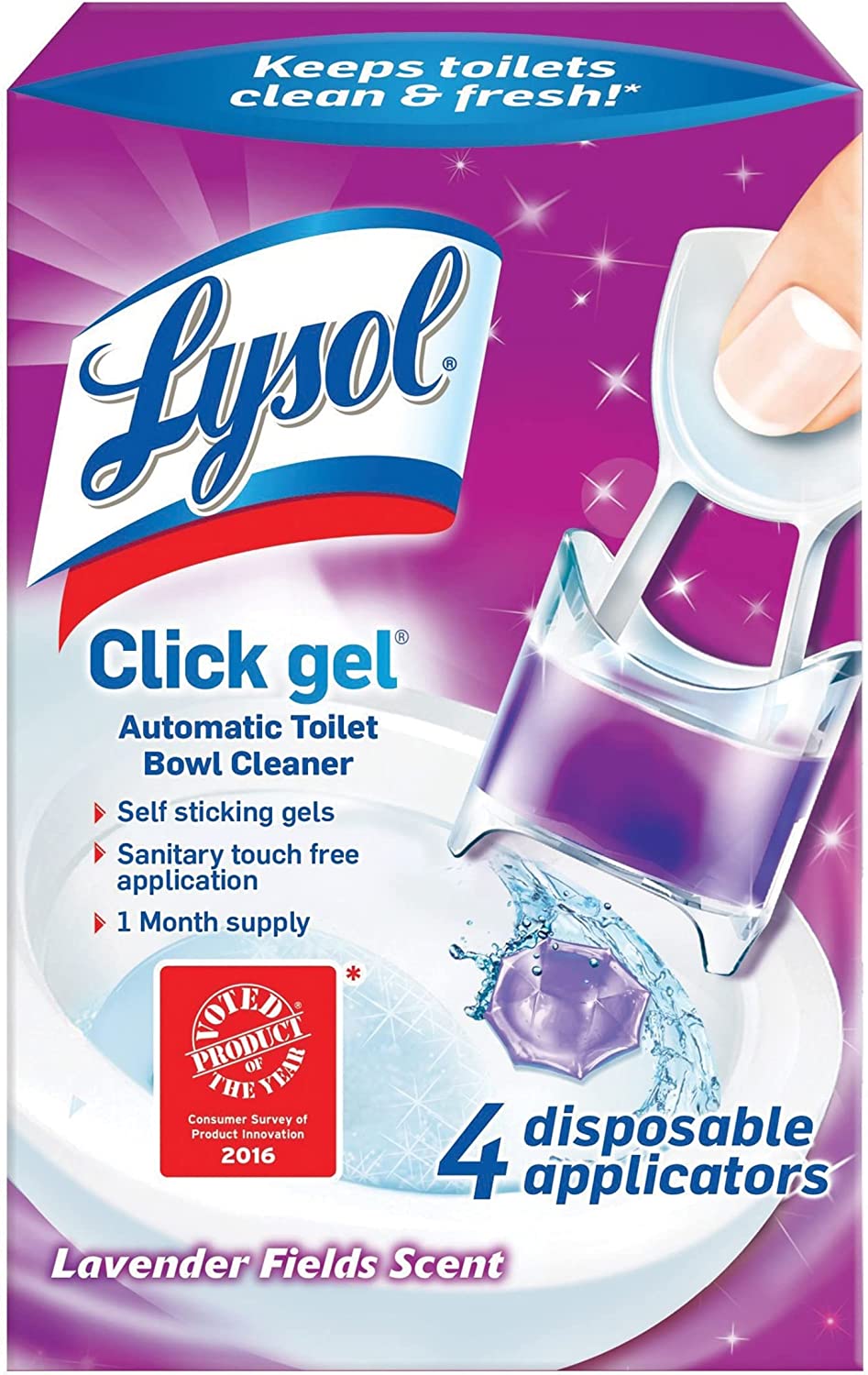 Lysol Click Gel Automatic Toilet Bowl Cleaner, Lavender, 4ct