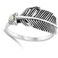 thumbnail image 4 of CHOOSE YOUR COLOR White Simulated Opal Feather Ring .925 Sterling Silver Band CZ Female Size 9, 4 of 4