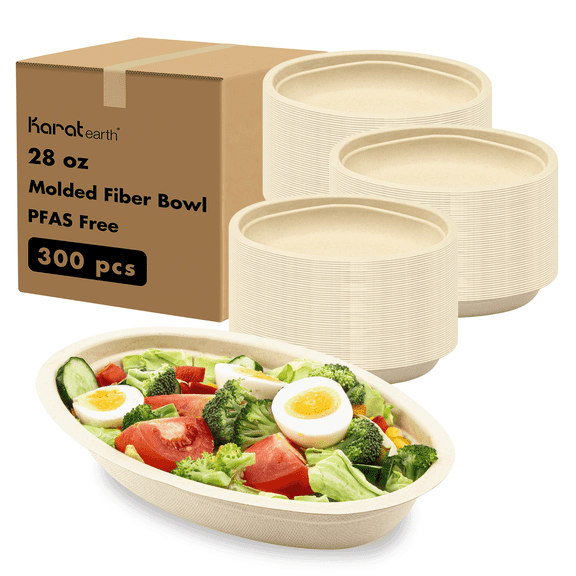 Karat Earth 28oz Paper Burrito Bowl, Molded Fiber - 300 pcs