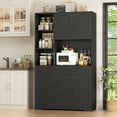 thumbnail image 3 of Hiphuta 71" Farmhouse Kitchen Pantry Storage Cabinet, Modern Coffee Hutch with Doors and Drawer, Shelves & Microwave Stand, Sturdy Cupboard for Dining Room, Black, 3 of 8
