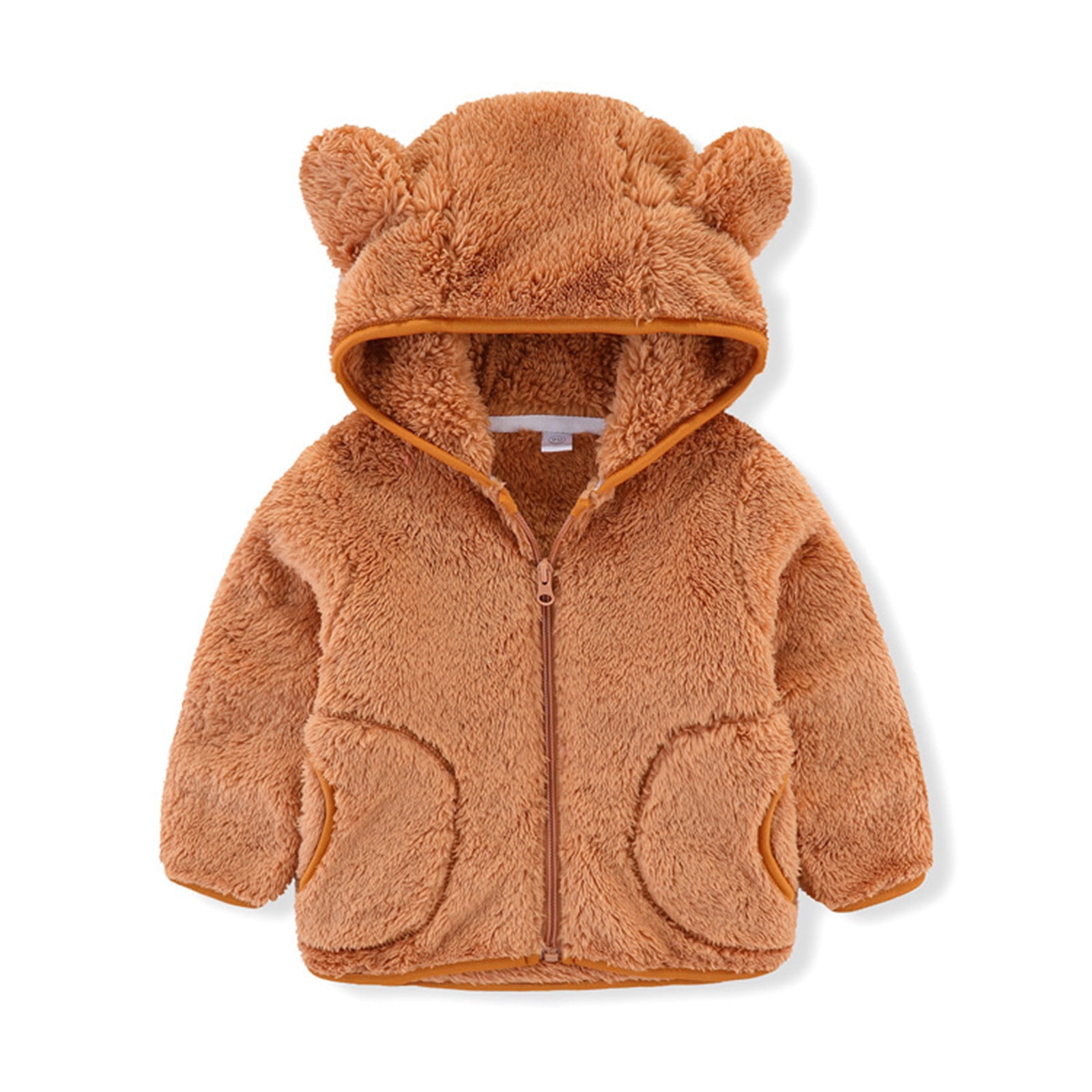 Toddler Girls Outerwear Faux Fur Hooded Jacket Winter Warm Coat Cute Ears Tops 