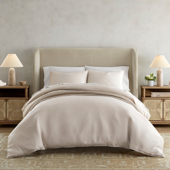 Comfort Canopy Luxury 100% Rayon From Bamboo Duvet Cover Set with Shams, Full/Queen, Dune