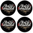 thumbnail image 2 of Silicone Non-Slip Drink Coasters with Removable Printed Absorbent Felt Pad - Set of 4 - You're Beautiful, 2 of 3