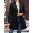 thumbnail image 4 of Women Winter Wool Blend Camel Mid-Long Coat - Singular-Breasted Lapel Jacket Outwear Black L, 4 of 9