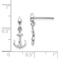 thumbnail image 3 of 925 Sterling Silver Diamond Post Drop Dangle Anchor Earrings, 3 of 7