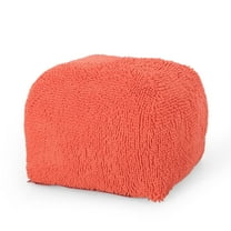 GDF Studio Statham Modern Microfiber Chenille Square Pouf, Coral
