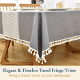 thumbnail image 4 of ComfiTime Table Cloth – Fitted Table Cover for 6 Foot, 8 Foot and other Size Rectangle or Round Tables, Faux Linen/Burlap Tablecloth for Parties w/ Tassel & Embroidery, 55*86, Gray, 4 of 9