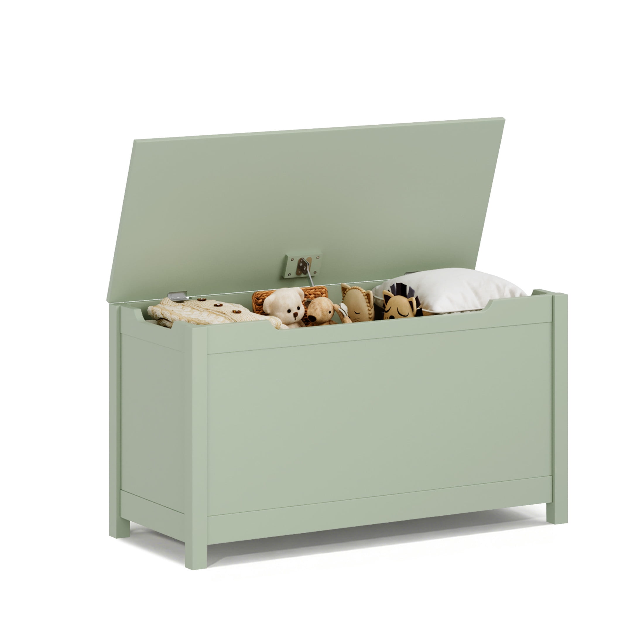 Noble House Thalhill 31.5" Kids Wooden Toy Box, Safety Hinged Lid Storage Chest Bench, Toy Organizer Kid Room, Sage