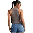 thumbnail image 2 of Women's Knit Crop Top Ribbed Sleeveless Halter Neck Vest Tank Top, 2 of 6