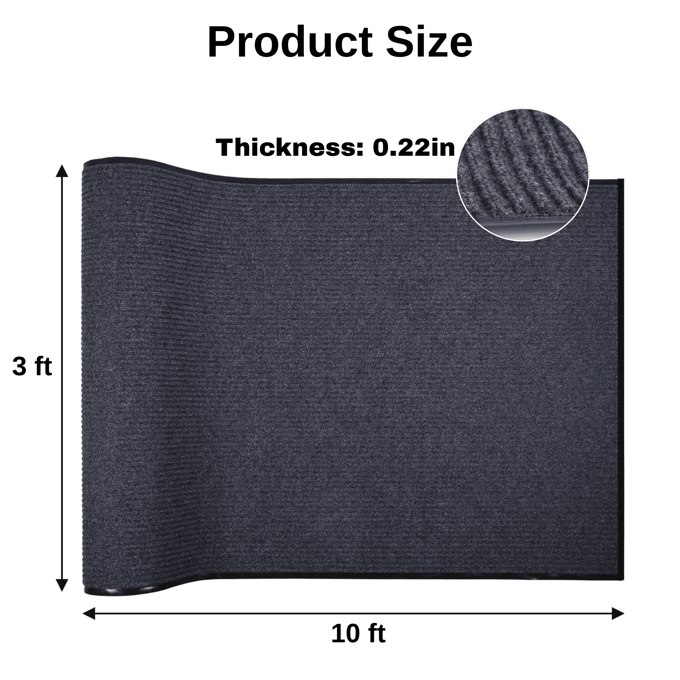Qunbio Commercial Carpet Runner, 3' x 10' Commercial Rugs with Rubber Edge, Non-Slip Hallway Runner Rug for Indoor Outdoor High Traffic Areas, Gray
