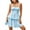 Blue, variant on Women's Floral Tiered Mini Dress - Spaghetti Straps, Ruffled Hem & Tie Back Design, Sleeveless Summer Beach Dress for Casual Outings