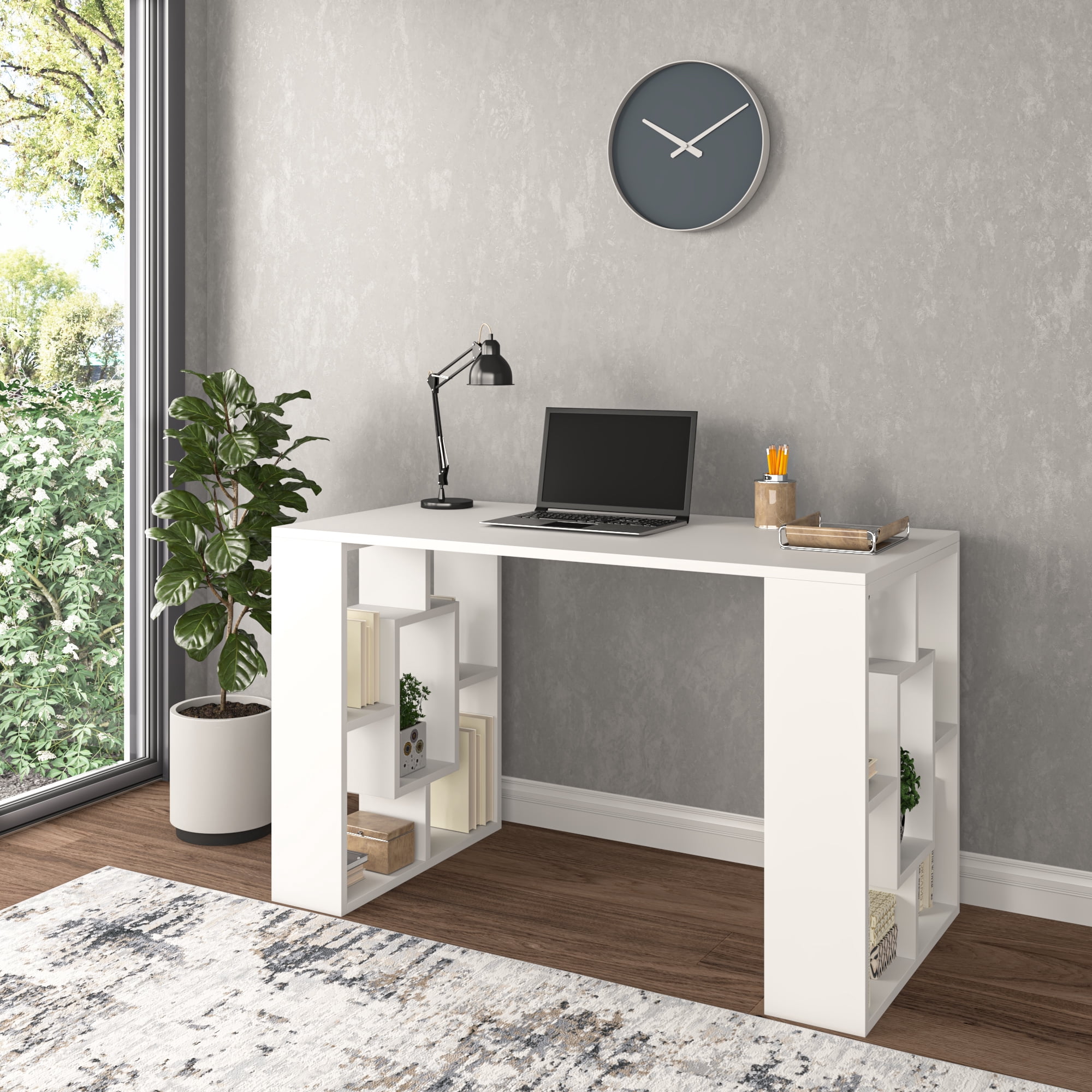 Ada Home Decor Furniture 2 Tier White Margate Modern Desk