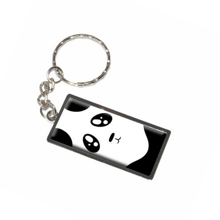 - Panda - Bear Cute Full Face - Black and White Keychain