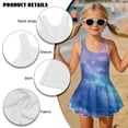 thumbnail image 5 of Uorisanigo Purple Galaxy Swimsuit One Piece for Girls Sleeveless Bathing Suit Skirted Size 10-11 Back Strap Swim Dress Beach Sport, 5 of 6