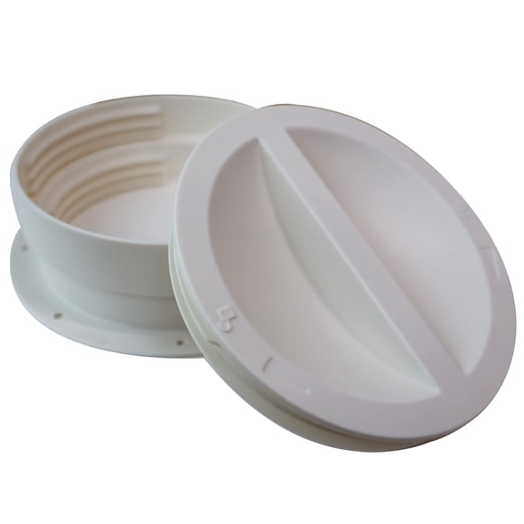 Connecteur Mural Double pour Évent de Climatiseur Portable, Compatible avec Tuyau de 6 et 6.5 Pouces, Blanc, Prise de Couverture Incluse, Filetage dans le Sens Horaire