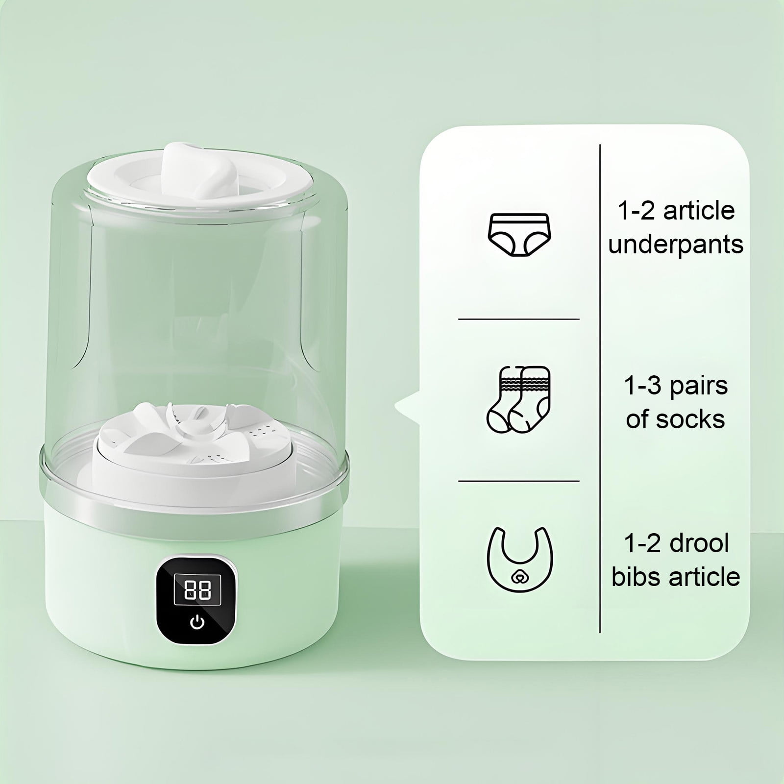 Portable Mini Laundry Washer - Rechargeable Small Clothes Cleaner for Underwear, Socks & Baby Items (2 Wash Modes)