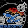 thumbnail image 3 of Transferencia de calor con diamantes de imitación y llamas de motocicleta, para planchar, con palabras "No me importa el cabello", para decoración de ropa, 3 of 9