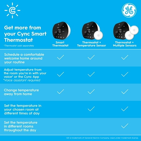GE CYNC Smart Temperature Sensor, Thermostat Sensor, Humidity Sensor, Works with CYNC Smart Thermostat (Sold Separately), Set Schedules in CYNC App (1 Pack)