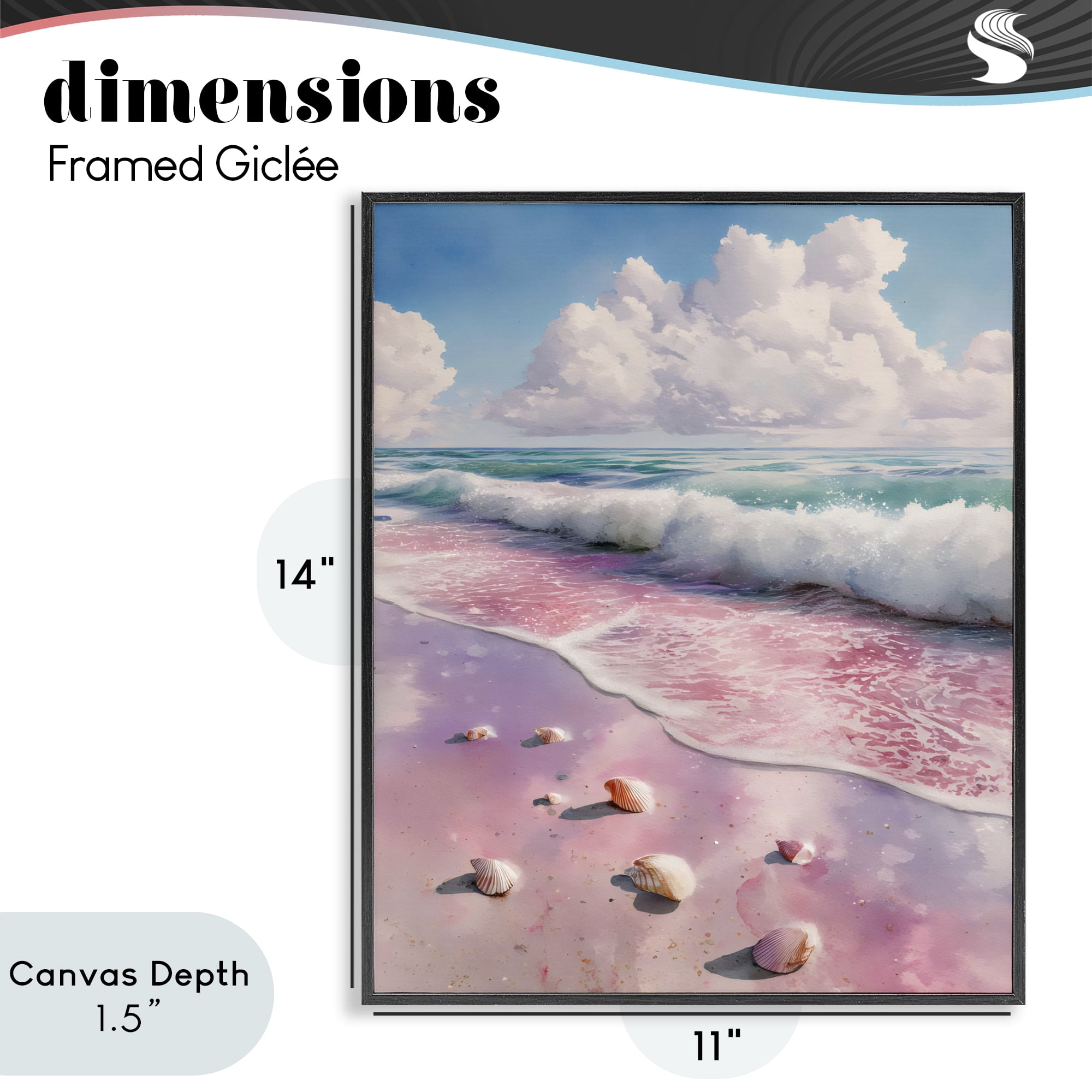 Stupell Industries Pink Sands with Scattered Shells Black Framed Giclee Art, design by Franklyn Gregory