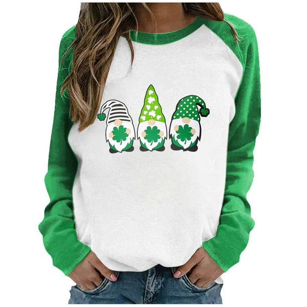 St. Patrick's Day Shirt For Women - Lucky Mama Shamrock Tee, Irish Clover Print, Casual Holiday Festival Top