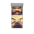 thumbnail image 2 of Ambesonne Beach Fitted Sheet & Pillow Sham Set, Romantic Sunset Skyline, Queen, Orange Cream, 2 of 3