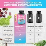 Collagen For Women Men Capsules Peptides Type I II III V X 64,000 MCG Biotin Keratin Hyaluronic Acid MSM Vitamin A Vitamin C Vitamin E Folic Acid Zinc Magnesium with Grape Seed Extract, Quercetin