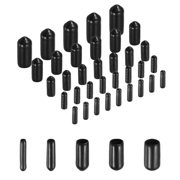 Uxcell 50Pcs Round Rubber End Caps Protective Caps 2mm 3mm 4mm 5mm 6mm Black Screw Thread Protectors