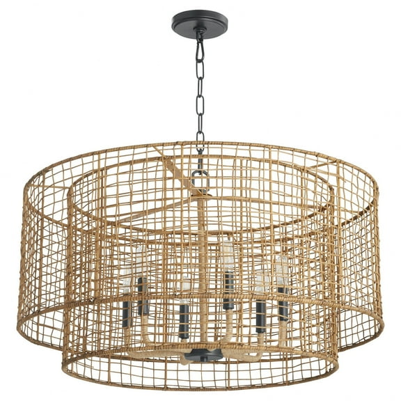 8023-6-59-Quorum Lighting-Abaca - 6 Light Pendant-17.5 Inches Tall and 30 Inches Wide     -Traditional Installation