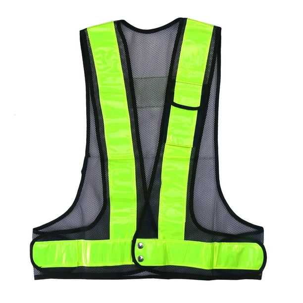 Chaleco reflectante de seguridad de red de pesca, de alta visibilidad, para ciclismo, construcción al aire libre (negro)