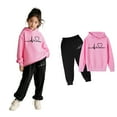 thumbnail image 4 of Teen Girls Boys Sweatsuit Set,2PC Long Sleeve Pink Hooded Sweatshirt and Active Jogger Pants Fall Winter Clothes Girls Clothing Size 12-13 Years Cute&nbsp;Boys Girls&nbsp;Clothing, 4 of 6