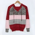 thumbnail image 4 of BJUTIR Womens Sweatshirt Oversized Hoodie Fashion Women Leopard Patchwork V-Neck Long Sleeves Hooded Sweater Blouse Tops, 4 of 6