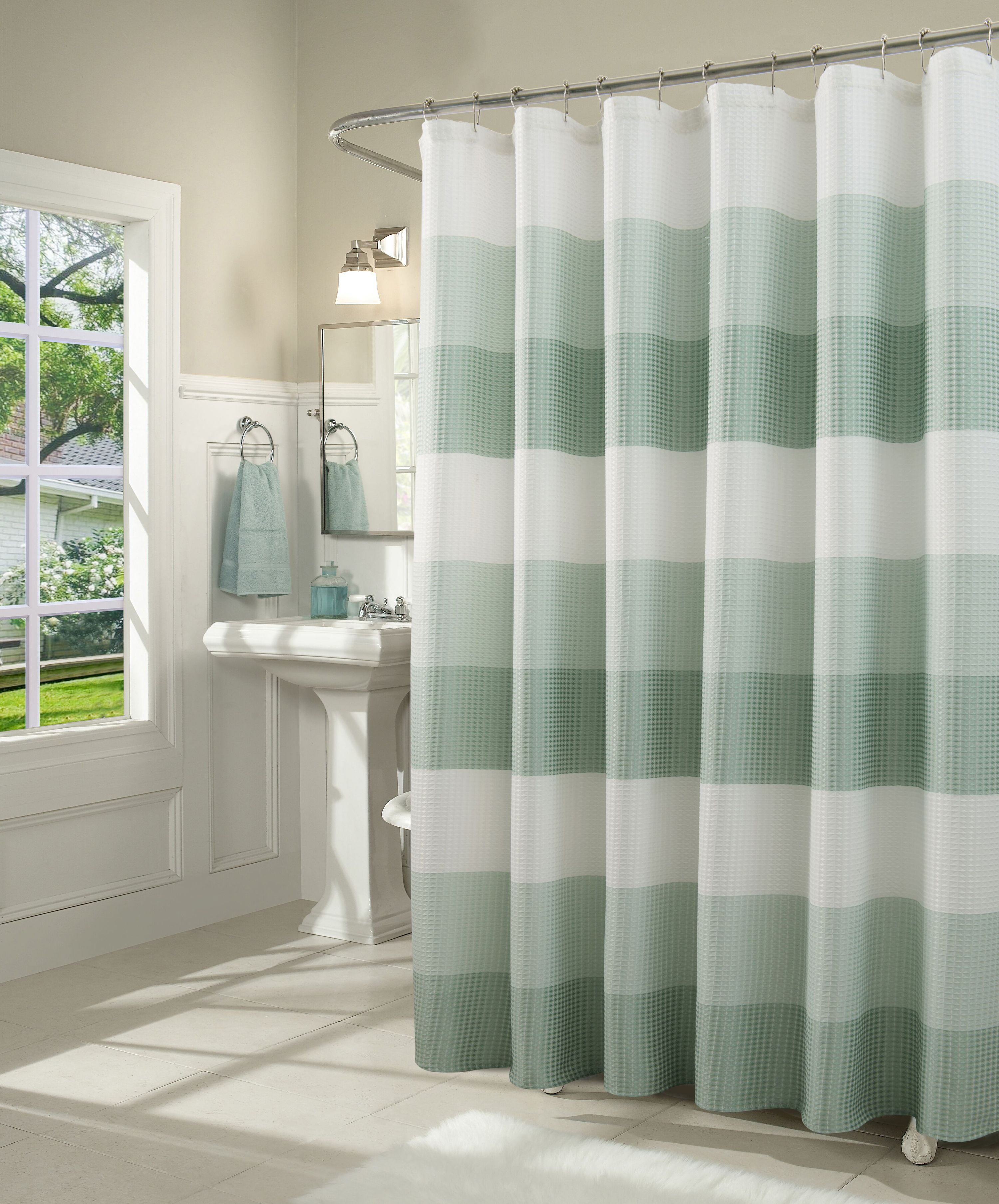Dainty Home Ombre Waffle Weave Fabric, Waffle Weave Fabric Shower Curtain
