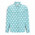 thumbnail image 4 of Yrmaups Polka Dot Button Down Long Sleeve Blouse for Women, V Neck Casual Shirt, Soft Lightweight Top for Office Travel Weekend Outing, Light Blue S, 4 of 5
