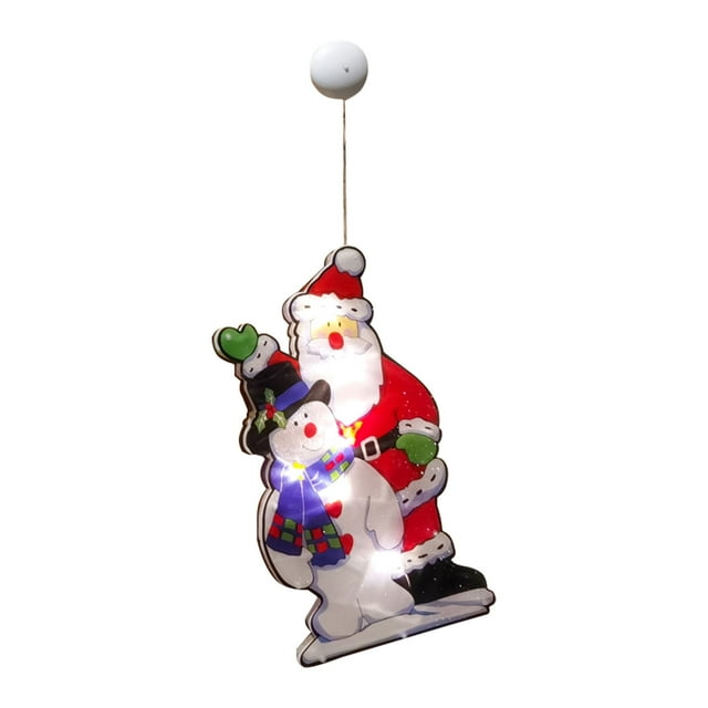 D Christmas Window Decoration Lights Battery Operated With Suction Cup For Indoor Hanging Led Designs For Home Party Tree Decor 17.72 9.84 Inches 1Pc