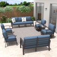 thumbnail image 5 of ALAULM Aluminum Patio Furniture Set with 2 Swivel Rocking Sofas 9-seat Metal Outdoor Furniture Patio Conversation Set w/5.1" Cushions for Patio, Backyard, Poolside-Navy Blue, 5 of 6