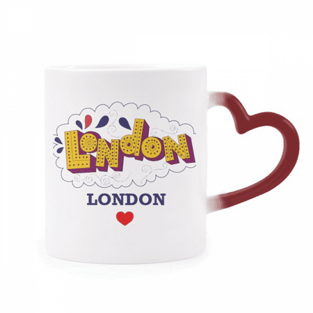 

Love London Britain UK Lattice Heat Sensitive Mug Red Color Changing Stoneware Cup