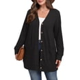 thumbnail image 2 of Cueply Women's Plus Size Sweater Long Sleeve Lightweight Cardigans Buttons Knited Casual Outwear Tops with Pockets 1X-4X, 2 of 9
