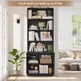 thumbnail image 5 of Hiphuta 73" Tall 6-Tier Bookcase with Cabinet, 26" Wide Minimalist Single Row Book shelf with 2 Doors and 4 Open Shelves, for Office Living Room, Black, 5 of 8