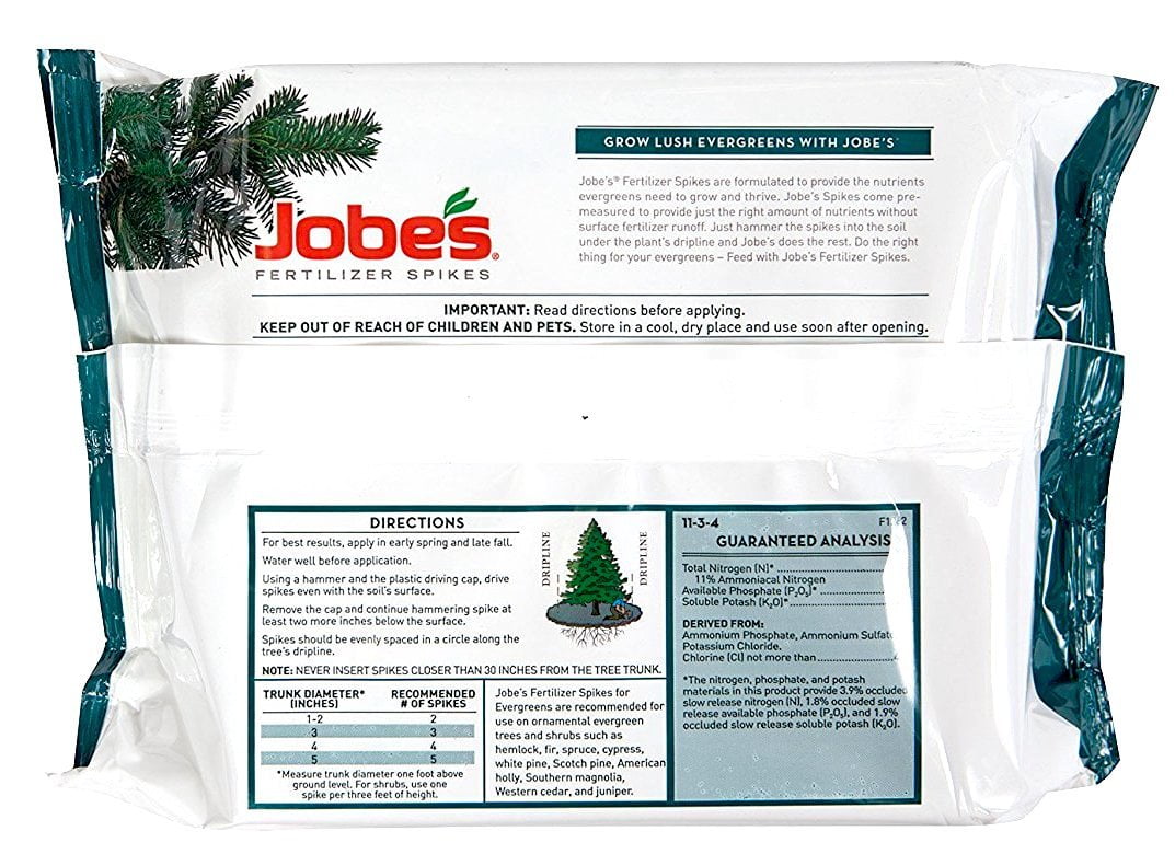Jobe S Evergreen Fertilizer Spikes 13 3 4 Time Release Jobe S Evergreen Fertilizer Spikes 13 3 4 Time Release For Juniper Spruce Cypress And All Other Trees 15 Per Package By Jobes