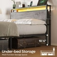 thumbnail image 4 of Bestier Full Size Bed Frame with Charging Station and  2 USB Ports and Outlets,LED Light Storage Headboard,Noise Free Design, Grey, 4 of 12