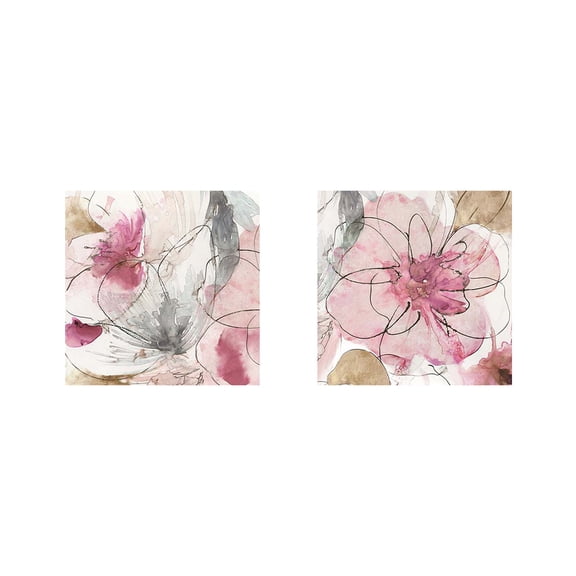 Great Art Now Pretty In Pink by Asia Jensen 2 Piece Print Art Set Each 12"W x 12"H