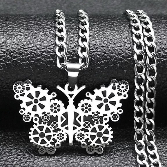 HOOUN Men's Stainless Steel Butterfly Necklace Pendant Jewelry Gift Chain