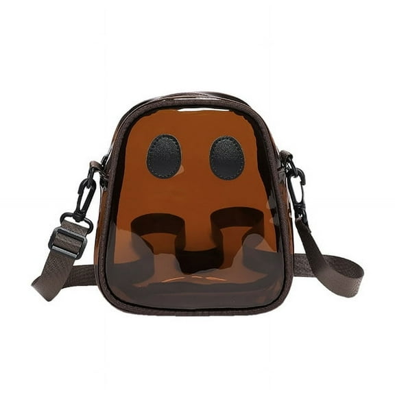 Halloween Pumpkin Clear Crossbody Purse, Transparent Novelty Ghost Purse Cute Spooky Season Shoulder Bag for Women(brown)