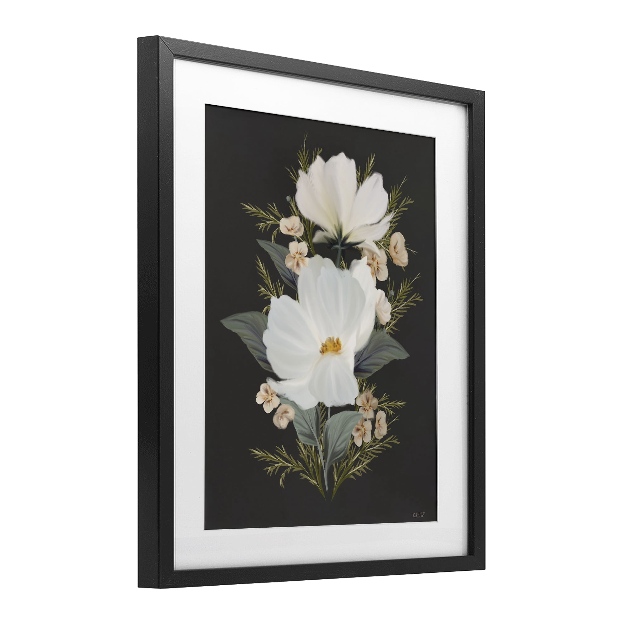 Stupell Industries Lace Cosmos Flowers Black Framed Print Under Glass, design by House Fenway
